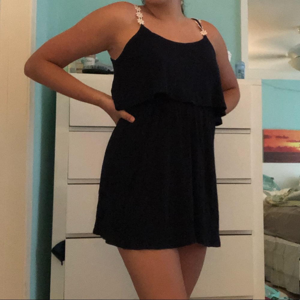 Black dress with sunflower straps